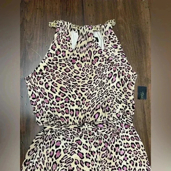 2/$12 Thalia Sodi Pantsuit XS Jumpsuit Pink Leopard Print Wide Leg Sleeveless - Picture 9 of 15